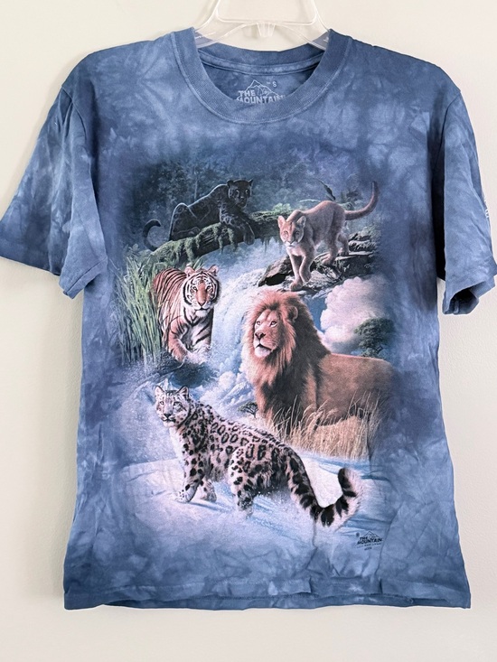 The Mountain Other - The Mountain Bronx Zoo Big Cats Graphic Tie Dye T-Shirt Size Small Blue Wildlife